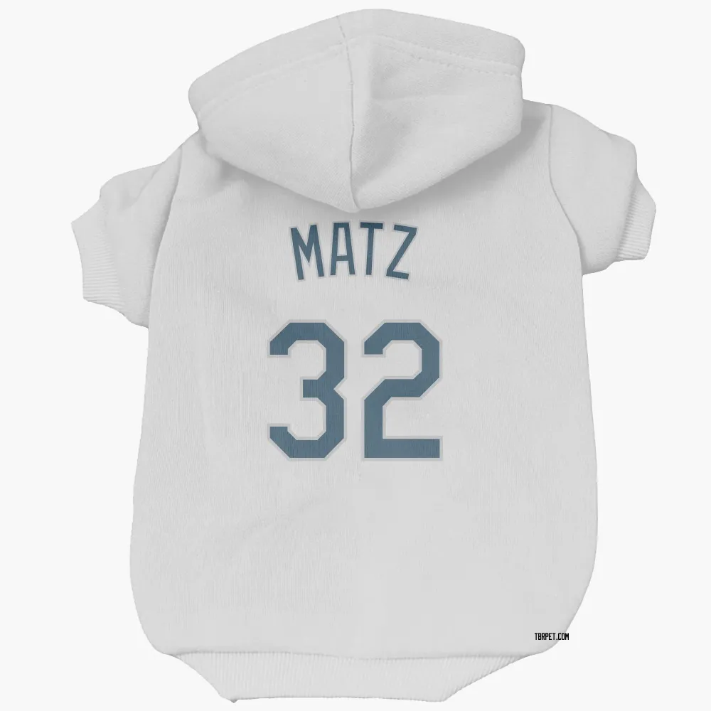 Tampa Bay Rays Steven Matz White Pet Hoodie for Dog & Cat
